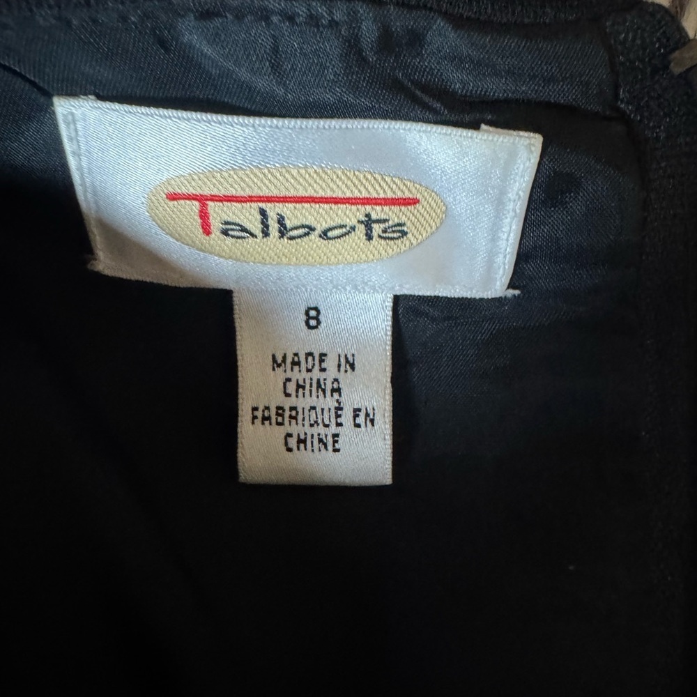 Talbots black sheath dress with mesh and bead detail at the neck and cuffs Sz 8 - Picture 12 of 13